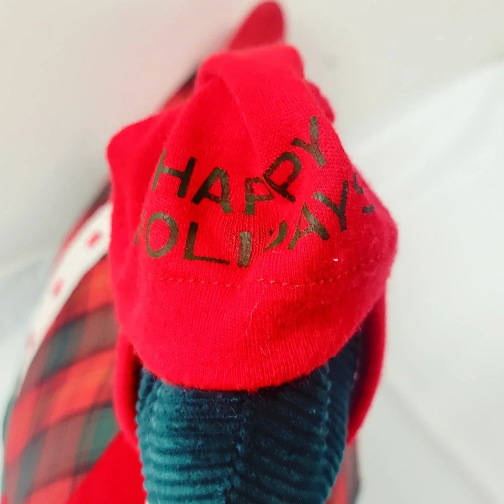 Vintage Tartan Plaid Patchwork Plush Mallard Duck Shelf Sitter Holidays Country